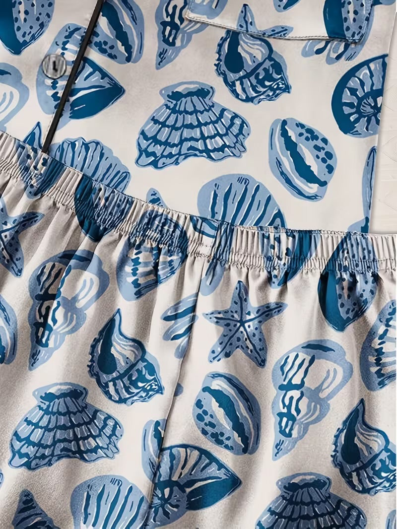 Blue Drawn Shell PJs