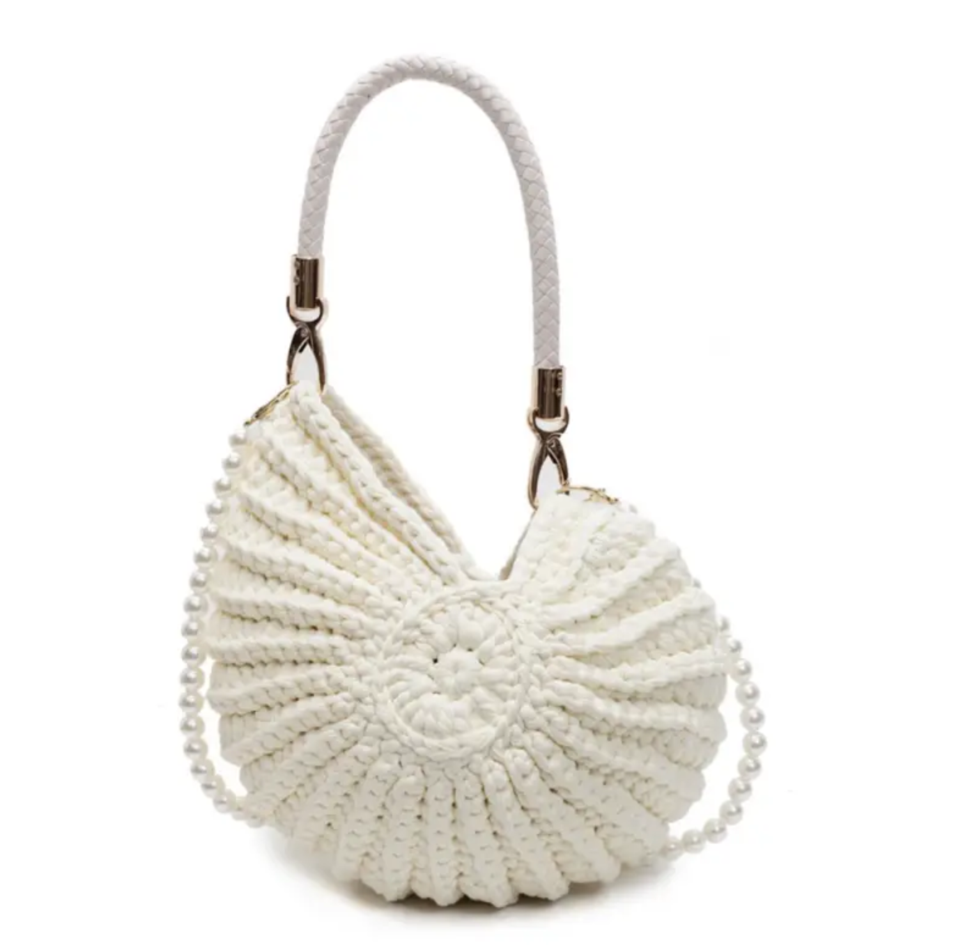 White textured handbag on a white background
