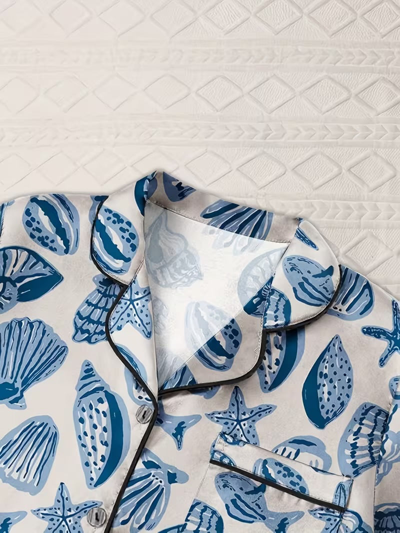 Blue Drawn Shell PJs