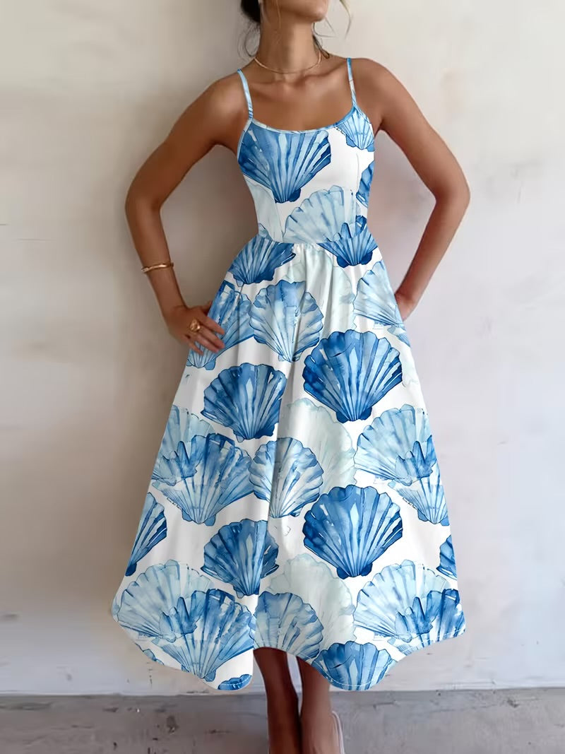 Blue Shell Long Dress