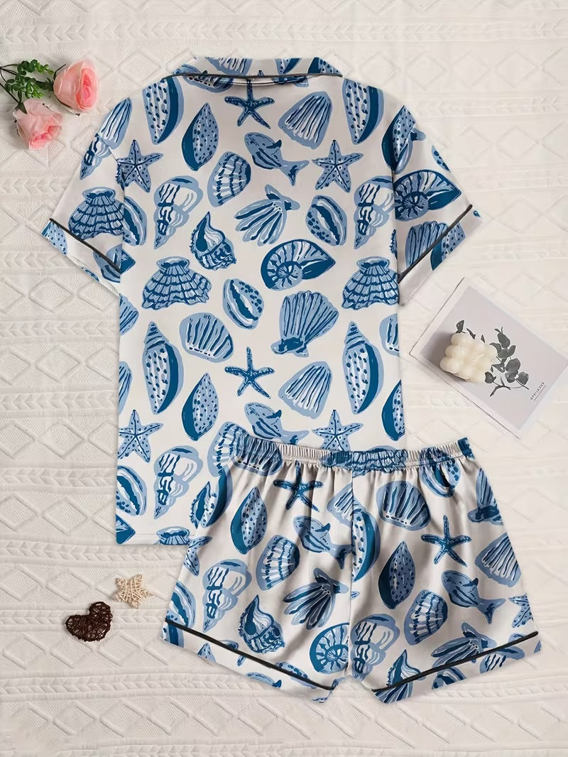Blue Drawn Shell PJs