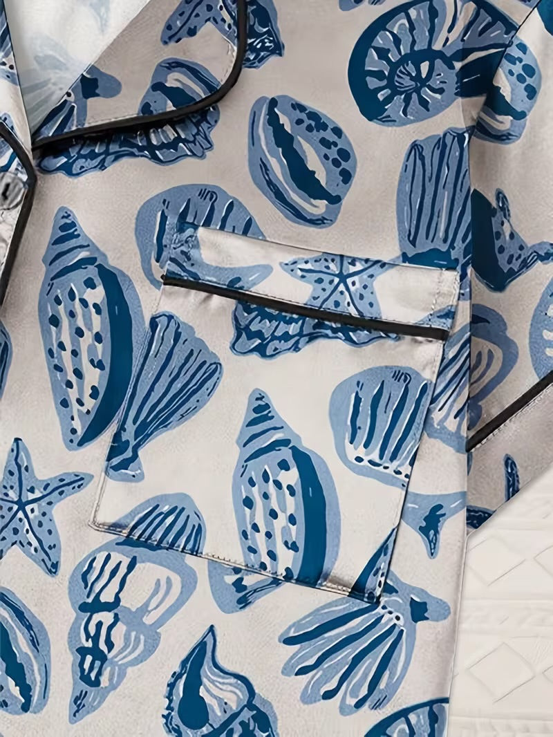 Blue Drawn Shell PJs